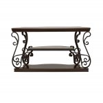 Laney Scrollwork Entryway Sofa Console Table Deep Merlot