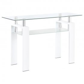 Dyer Rectangular Glass Top Entryway Sofa Console Table White