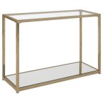 Cora Glass Top Entryway Console Table Chocolate Chrome