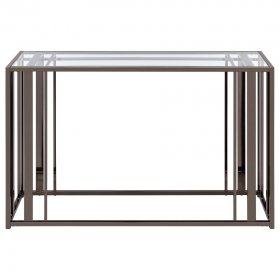 Adri Glass Top Entryway Sofa Console Table Black Nickel