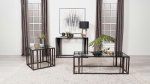 Adri Glass Top Entryway Sofa Console Table Black Nickel