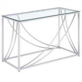 Lille Glass Top Entryway Sofa Console Table Accents Chrome