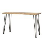 Zander Solid Wood Top Console Table Natural and Matte Black