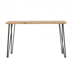 Zander Solid Wood Top Console Table Natural and Matte Black