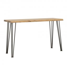 Zander Solid Wood Top Console Table Natural and Matte Black