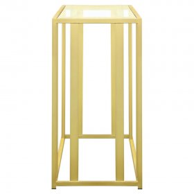 Adri Glass Top Entryway Sofa Console Table Matte Brass