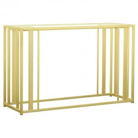 Adri Glass Top Entryway Sofa Console Table Matte Brass