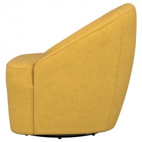 Leon Upholstered Barrel Accent Swivel Chair Mustard Yellow