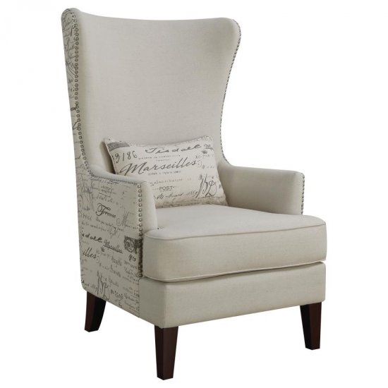 Pippin Upholstered High Wingback Accent Chair Cream