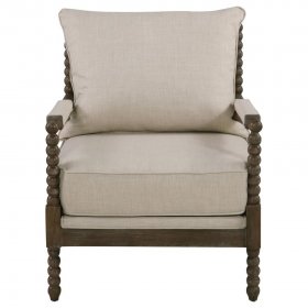 Blanchett Upholstered Bobbin Accent Chair Beige and Natural