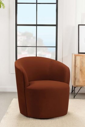 Joyce Upholstered Barrel Back Swivel Chair Burnt Orange