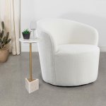 Joyce Upholstered Barrel Back Swivel Chair White