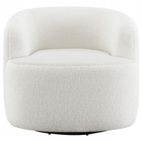 Hudson Faux Sheepskin Upholstered Swivel Chair Natural