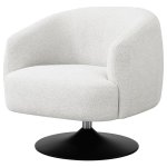 Dave Upholstered Barrel Back Swivel Club Chair Beige