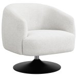 Dave Upholstered Barrel Back Swivel Club Chair Beige