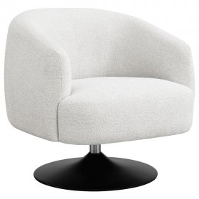 Dave Upholstered Barrel Back Swivel Club Chair Beige