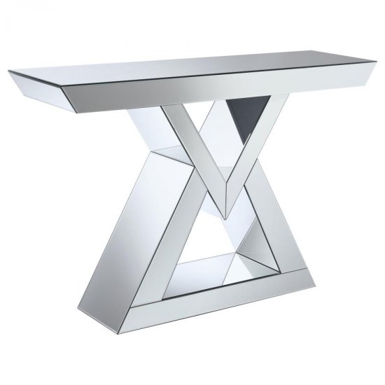 Cerecita Mirrored Triangular Entryway Console Table Silver