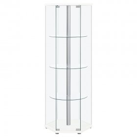 Zahavah 4-shelf Hexagonal Clear Glass Curio Cabinet White