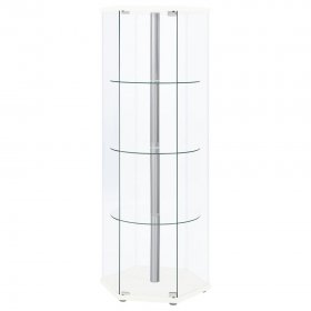 Zahavah 4-shelf Hexagonal Clear Glass Curio Cabinet White