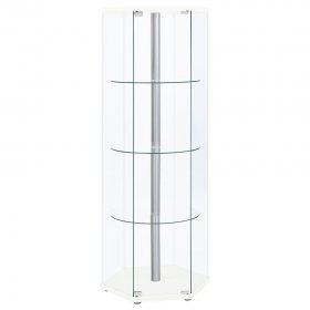 Zahavah 4-shelf Hexagonal Clear Glass Curio Cabinet White