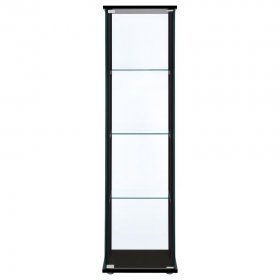 Cyclamen 4-shelf Clear Glass Curio Display Cabinet Black