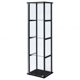 Cyclamen 4-shelf Clear Glass Curio Display Cabinet Black