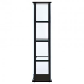 Cyclamen 4-shelf Clear Glass Curio Display Cabinet Black