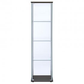 Bellatrix 4-shelf Clear Glass Curio Cabinet Cappuccino