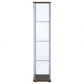 Bellatrix 4-shelf Clear Glass Curio Cabinet Cappuccino