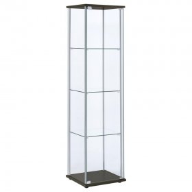 Bellatrix 4-shelf Clear Glass Curio Cabinet Cappuccino