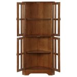 Coreosis 4-door Wood Corner Curio Cabinet Golden Brown