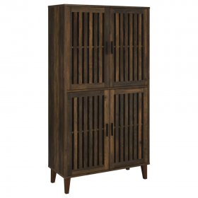 Elouise 4-door Engineered Wood Tall Accent Cabinet Dark Pine