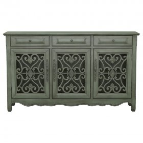 Madeline 3-drawer Scrollwork Accent Cabinet Antique Green