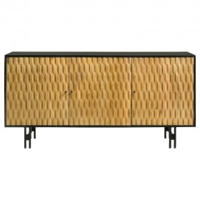 Aminah 3-door Wood Accent Cabinet Natural and Black