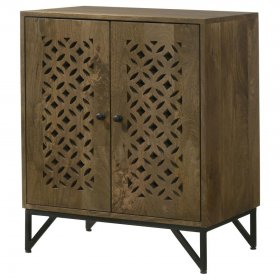 Zaria 2-door Wood Trellis Accent Storage Cabinet Brown