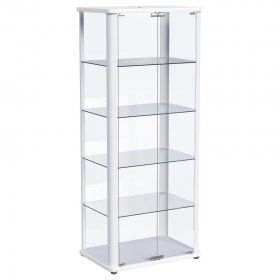 Aero 5-shelf Display Curio Cabinet with LED Lighting White