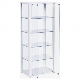 Aero 5-shelf Display Curio Cabinet with LED Lighting White