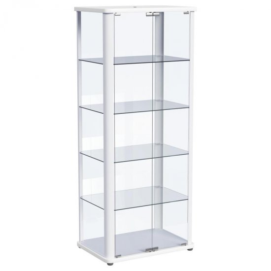 Aero 5-shelf Display Curio Cabinet with LED Lighting White