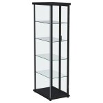 Aero 5-shelf Display Curio Cabinet with LED Lighting Black