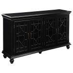 Kovu 4-door Wood Lattice Storage Accent Cabinet Black