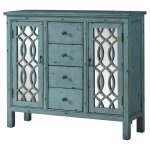 Rue 4-drawer Wood Trellis Accent Storage Cabinet Blue