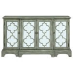 Erigeron 4-door Wood Trellis Storage Accent Cabinet Grey