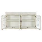 Kiara 4-door Wood Lattice Storage Accent Cabinet White