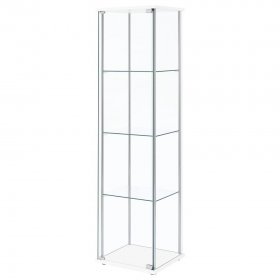 Bellatrix 4-shelf Clear Glass Curio Cabinet White