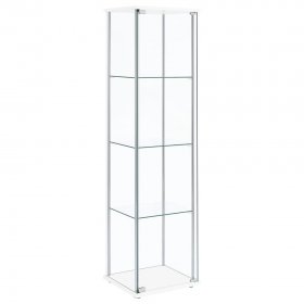 Bellatrix 4-shelf Clear Glass Curio Cabinet White