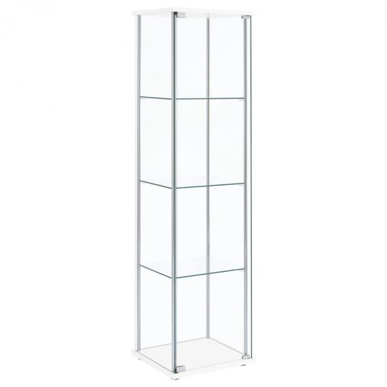 Bellatrix 4-shelf Clear Glass Curio Cabinet White