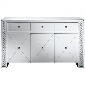 Maya 3-drawer Mirrored Storage Accent Cabinet Silver