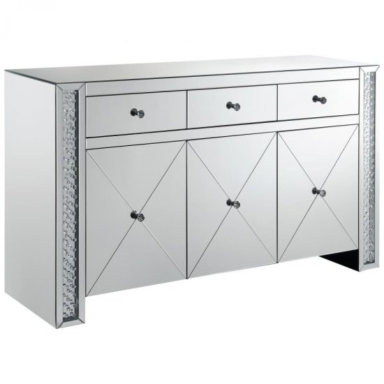 Maya 3-drawer Mirrored Storage Accent Cabinet Silver