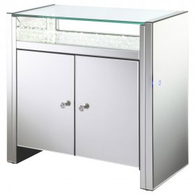 Betsey 2-door Mirrored Acrylic Storage Accent Cabinet Silver