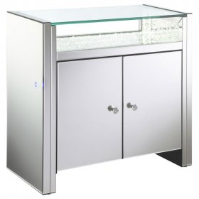 Betsey 2-door Mirrored Acrylic Storage Accent Cabinet Silver